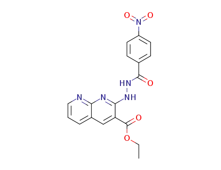 Molecular Structure of 623114-05-6 (1,8-Naphthyridine-3-carboxylic acid, 2-[2-(4-nitrobenzoyl)hydrazino]-,
ethyl ester)