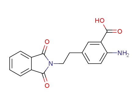 Molecular Structure of 478176-37-3 (Benzoic acid,
2-amino-5-[2-(1,3-dihydro-1,3-dioxo-2H-isoindol-2-yl)ethyl]-)