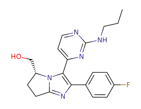 Molecular Structure of 869287-24-1 (5H-Pyrrolo[1,2-a]imidazole-5-methanol, 2-(4-fluorophenyl)-6,7-dihydro-3-[2-(propylamino)-4-pyrimidinyl]-, (5S)-)