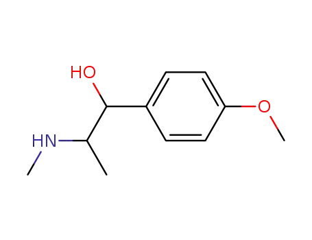 Molecular Structure of 102675-62-7 (Benzenemethanol, 4-methoxy-a-[(1R)-1-(methylamino)ethyl]-, (aS)-rel-)