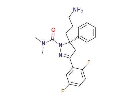 Molecular Structure of 896728-21-5 (5-(3-Amino-propyl)-3-(2,5-difluoro-phenyl)-5-phenyl-4,5-dihydro-pyrazole-1-carboxylic acid dimethylamide)