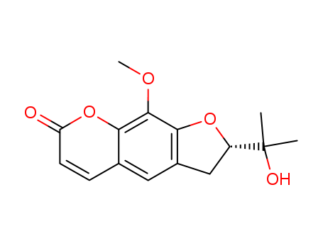 Molecular Structure of 13895-93-7 (7H-Furo[3,2-g][1]benzopyran-7-one,
2,3-dihydro-2-(1-hydroxy-1-methylethyl)-9-methoxy-, (2S)-)