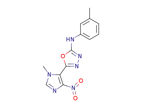 Molecular Structure of 876935-29-4 (1,3,4-Oxadiazol-2-amine,
5-(1-methyl-4-nitro-1H-imidazol-5-yl)-N-(3-methylphenyl)-)