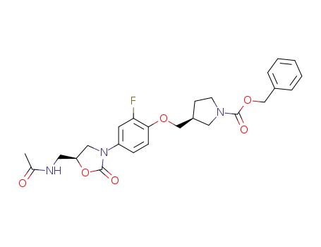 (S)-3-{4-[(S)-5-(Acetylamino-methyl)-2-oxo-oxazolidin-3-yl]-2-fluoro-phenoxymethyl}-pyrrolidine-1-carboxylic acid benzyl ester