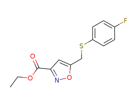 Molecular Structure of 823219-96-1 (3-Isoxazolecarboxylic acid, 5-[[(4-fluorophenyl)thio]methyl]-, ethyl ester)
