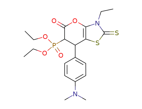 Molecular Structure of 762292-91-1 ([7-(4-dimethylamino-phenyl)-3-ethyl-5-oxo-2-thioxo-3,5,6,7-tetrahydro-2<i>H</i>-pyrano[2,3-<i>d</i>]thiazol-6-yl]-phosphonic acid diethyl ester)
