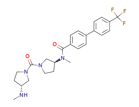 Molecular Structure of 910220-80-3 (4'-Trifluoromethyl-biphenyl-4-carboxylic acid methyl-[(S)-1-((R)-3-methylamino-pyrrolidine-1-carbonyl)-pyrrolidin-3-yl]-amide)
