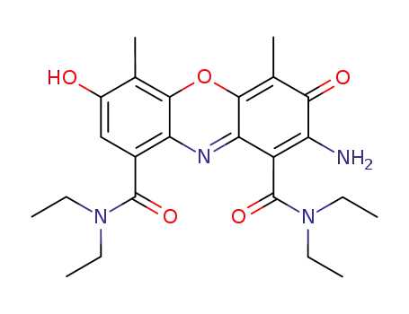 Molecular Structure of 57270-61-8 (2-amino-N,N,N,N-tetraethyl-3-hydroxy-4,6-dimethyl-7-oxo-phenoxazine-1,9-dicarboxamide)