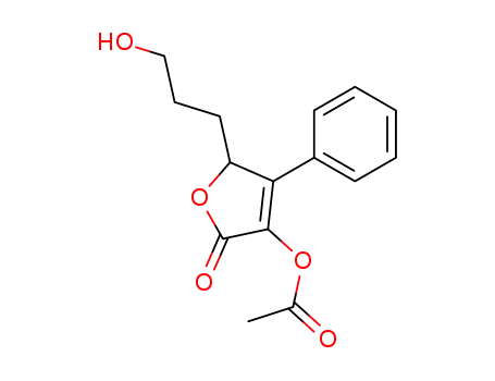 Molecular Structure of 105364-59-8 (2(5H)-Furanone, 3-(acetyloxy)-5-(3-hydroxypropyl)-4-phenyl-)