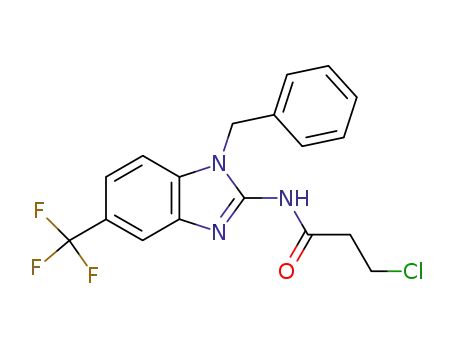 Molecular Structure of 89722-45-2 (Propanamide,
3-chloro-N-[1-(phenylmethyl)-5-(trifluoromethyl)-1H-benzimidazol-2-yl]-)