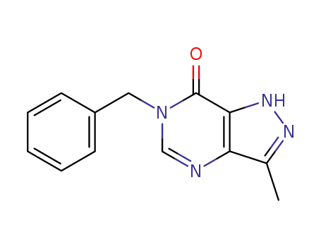 Molecular Structure of 80030-90-6 (1,6-Dihydro-3-methyl-6-(phenylmethyl)-7H-pyrazolo(4,3-d)pyrimidin-7-on e)