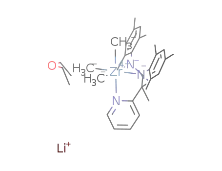 Molecular Structure of 486413-21-2 ([C<sub>5</sub>H<sub>4</sub>NC(CH<sub>3</sub>)(CH<sub>2</sub>NC<sub>6</sub>H<sub>2</sub>(CH<sub>3</sub>)3)2]Zr(methyl)3[Li*diethyl ether])