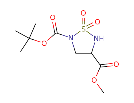 Molecular Structure of 409108-08-3 (1,2,5-Thiadiazolidine-2,4-dicarboxylic acid, 2-(1,1-dimethylethyl)
4-methyl ester, 1,1-dioxide)