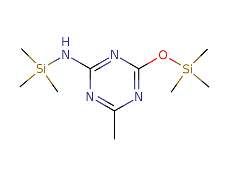Molecular Structure of 80646-61-3 (1,3,5-Triazin-2-amine, 4-methyl-N-(trimethylsilyl)-6-[(trimethylsilyl)oxy]-)