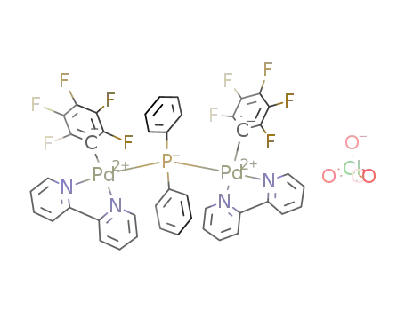 Molecular Structure of 195203-54-4 ([Pd2(μ-PPh2)(C6F5)4(bipy)2][ClO4])