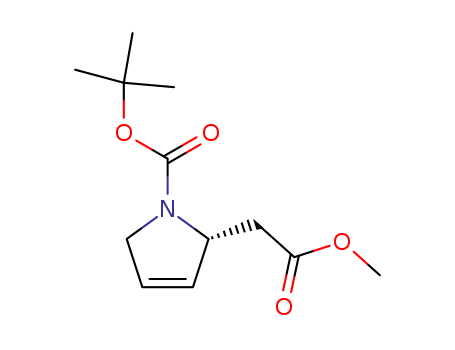 Molecular Structure of 178206-96-7 (1H-Pyrrole-2-acetic acid, 1-[(1,1-dimethylethoxy)carbonyl]-2,5-dihydro-,
methyl ester, (R)-)