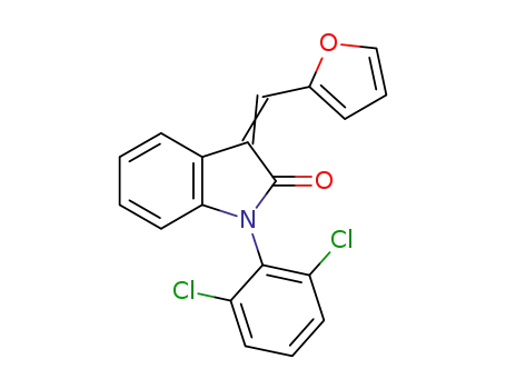 Molecular Structure of 1146981-22-7 (1-{[(2,6-dichlorophenyl)-3-(furan-2-yl)]methylene}-1,3-dihydro-indol-2-one)