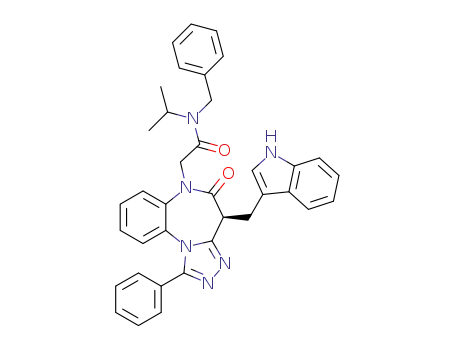 Molecular Structure of 870615-40-0 (6H-[1,2,4]Triazolo[4,3-a][1,5]benzodiazepine-6-acetamide, 4,5-dihydro-4-(1H-indol-3-ylmethyl)-N-(1-methylethyl)-5-oxo-1-phenyl-N-(phenylmethyl)-, (-)-)