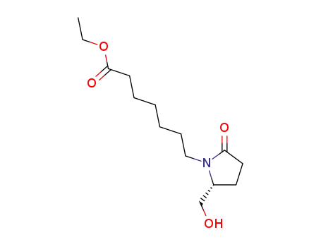 Molecular Structure of 346672-97-7 (1-Pyrrolidineheptanoic acid, 2-(hydroxymethyl)-5-oxo-, ethyl ester, (2R)-)