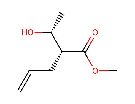 Molecular Structure of 172342-30-2 (4-Pentenoic acid, 2-[(1R)-1-hydroxyethyl]-, methyl ester, (2R)-)