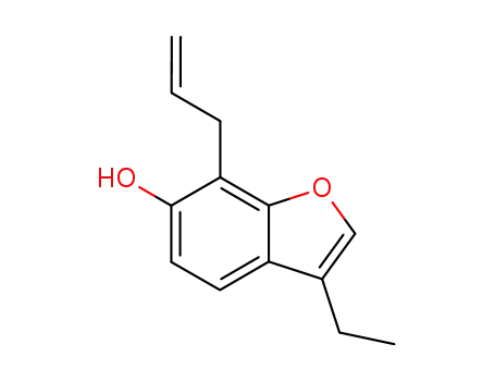 Molecular Structure of 709028-64-8 (6-Benzofuranol,3-ethyl-7-(2-propenyl)-(9CI))