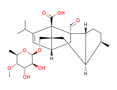 11076-17-8,sordarin,1,4-Methano-s-indacene-3a(1H)-carboxylicacid, 8a-[[(6-deoxy-4-O-methyl-b-D-altropyranosyl)oxy]methyl]-4-formyl-4,4a,5,6,7,7a,8,8a-octahydro-7-methyl-3-(1-methylethyl)-,[1R-(1a,3ab,4b,4ab,7b,7aa,8ab)]-; Sordarin (8CI)