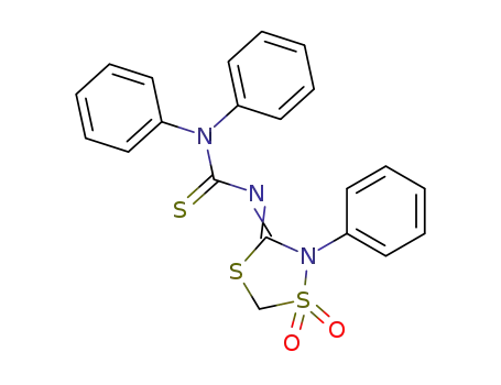 Molecular Structure of 64803-10-7 (3-(1,1-dioxido-2-phenyl-1,4,2-dithiazolidin-3-ylidene)-1,1-diphenylthiourea)