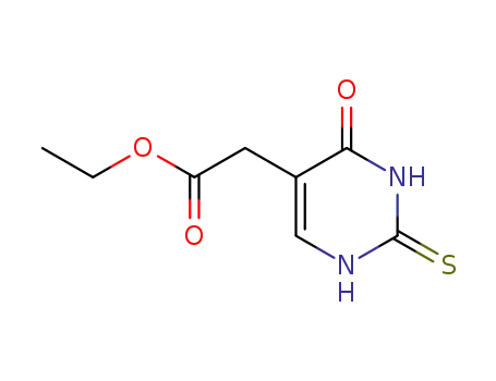 Molecular Structure of 29571-39-9 (ethyl 2-(4-hydroxy-2-mercaptopyrimidin-5-yl)acetate)