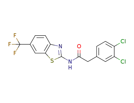 Molecular Structure of 1579991-11-9 (2-(3,4-dichlorophenyl)-N-(6-(trifluoromethyl)benzothiazol-2-yl)acetamide)