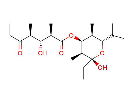 181770-41-2,Heptanoic acid,3-hydroxy-2,4-dimethyl-5- oxo-,(2R,3S,4S,5S,6S)-2-ethyltetrahydro-2- hydroxy-3,5-dimethyl-6-(1-methylethyl)-2Hpyran- 4-yl ester,(2R,3R,4S)-rel-(-)- ,