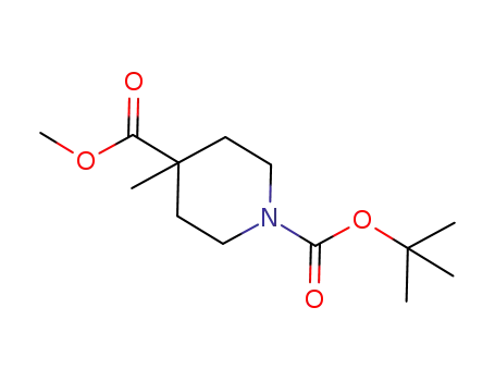 Molecular Structure of 724790-59-4 (1,4-Piperidinedicarboxylic acid, 4-methyl-, 1-(1,1-dimethylethyl) 4-methyl ester)