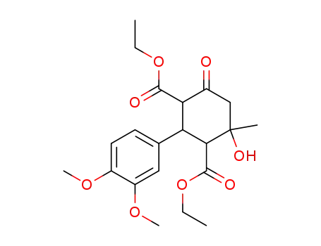 Molecular Structure of 64670-39-9 (diethyl 2-(3,4-dimethoxyphenyl)-4-hydroxy-4-methyl-6-oxo-1,3-cyclohexanedicarboxylate)