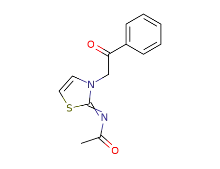 Molecular Structure of 10505-64-3 (N-[3-(2-OXO-2-PHENYL-ETHYL)-3H-THIAZOL-2-YLIDENE]-ACETAMIDE)