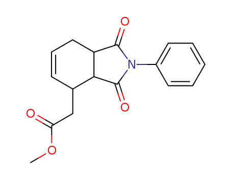 Molecular Structure of 107836-00-0 ((1,3-Dioxo-2-phenyl-2,3,3a,4,7,7a-hexahydro-1H-isoindol-4-yl)-acetic acid methyl ester)
