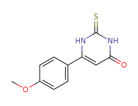 Molecular Structure of 33166-87-9 (2,3-dihydro-6-(4-methoxyphenyl)-2-thioxo-4(1H)-Pyrimidinone)