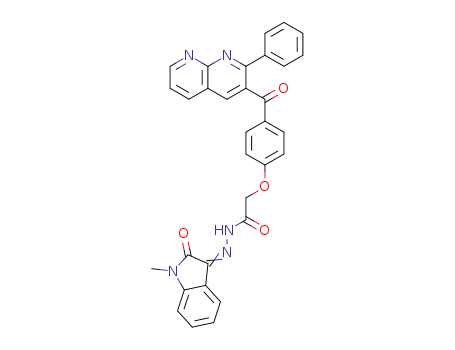 136603-14-0,Acetic acid, (4-((2-phenyl-1,8-naphthyridin-3-yl)carbonyl)phenoxy)-, (1,2-dihydro-1-methyl-2-oxo-3H-indol-3-ylidene)hydrazide,