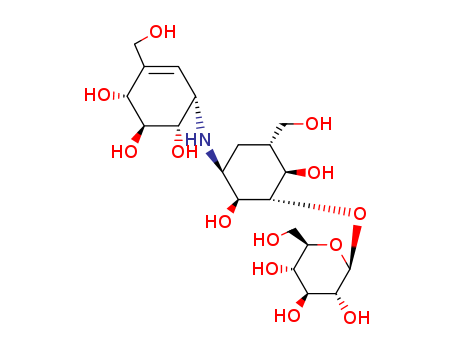 D-chiro-Inositol,1,5,6-trideoxy-3-O-b-D-glucopyranosyl-5-(hydroxymethyl)-1-[[4,5,6-trihydroxy-3-(hydroxymethyl)-2-cyclohexen-1-yl]amino]-,[1S-(1a,4a,5b,6a)]- (9CI)