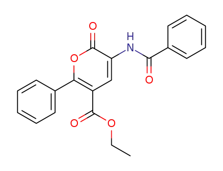 Molecular Structure of 127143-18-4 (ETHYL 3-(BENZOYLAMINO)-2-OXO-6-PHENYL-2H-PYRAN-5-CARBOXYLATE)