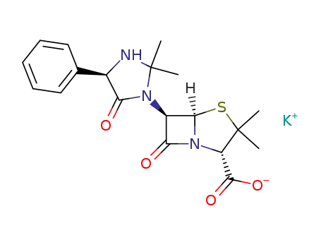 Molecular Structure of 5321-32-4 (potassium [2S-[2alpha,5alpha,6beta(S*)]]-6-(2,2-dimethyl-5-oxo-4-phenylimidazolidin-1-yl)-3,3-dimethyl-7-oxo-4-thia-1-azabicyclo[3.2.0]heptane-2-carboxylate)