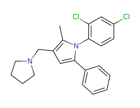Molecular Structure of 146204-58-2 (1-(2,4-dichlorophenyl)-2-methyl-5-phenyl-3-(pyrrolidin-1-ylmethyl)-1H-pyrrole)