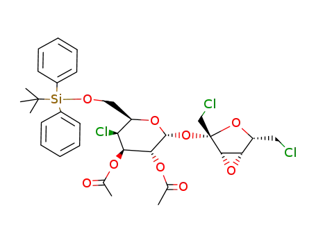 2,3-di-O-acetyl-6-O-tert-butyldiphenylsilyl-4-chloro-4-deoxy-α-D-galactopyranosyl 3,4-anhydro-1,6-dichloro-1,6-dideoxy-β-D-lyxo-hexulofuranoside