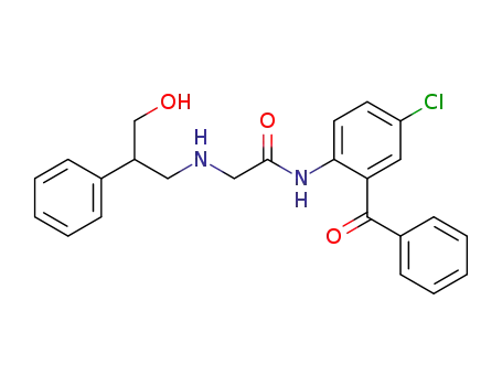 Molecular Structure of 126517-19-9 (Acetamide,
N-(2-benzoyl-4-chlorophenyl)-2-[(3-hydroxy-2-phenylpropyl)amino]-)