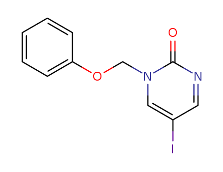 Molecular Structure of 116392-90-6 (2(1H)-Pyrimidinone, 5-iodo-1-(phenoxymethyl)-)