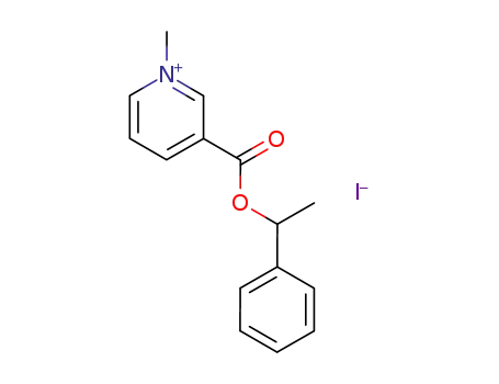 Molecular Structure of 112981-31-4 (Pyridinium, 1-methyl-3-[(1-phenylethoxy)carbonyl]-, iodide)