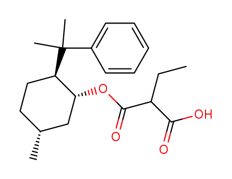 Molecular Structure of 123463-89-8 (Propanedioic acid, ethyl-,
mono[5-methyl-2-(1-methyl-1-phenylethyl)cyclohexyl] ester)