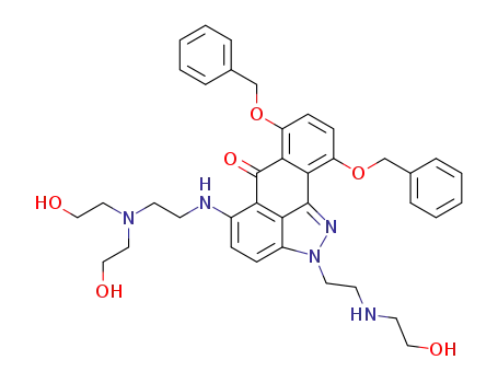 Molecular Structure of 104740-32-1 (7,10-Bis-benzyloxy-5-{2-[bis-(2-hydroxy-ethyl)-amino]-ethylamino}-2-[2-(2-hydroxy-ethylamino)-ethyl]-2H-dibenzo[cd,g]indazol-6-one)