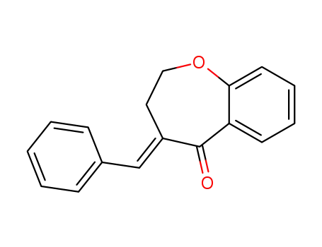 Molecular Structure of 90094-01-2 (1-Benzoxepin-5(2H)-one, 3,4-dihydro-4-(phenylmethylene)-, (E)-)