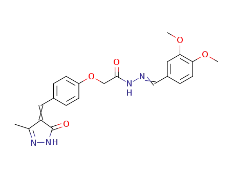 Molecular Structure of 107044-97-3 (Acetic acid,2-[4-[(1,5-dihydro-3-methyl-5-oxo-4H-pyrazol-4-ylidene)methyl]phenoxy]-,2-[(3,4-dimethoxyphenyl)methylene]hydrazide)
