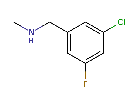 Molecular Structure of 90390-34-4 (1-(3-chloro-5-fluoro-phenyl)-N-methyl-methanamine)