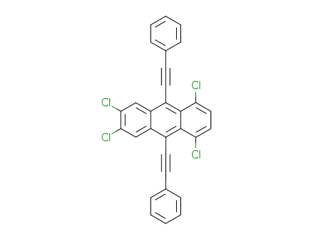Molecular Structure of 80034-20-4 (Anthracene, 1,4,6,7-tetrachloro-9,10-bis(phenylethynyl)-)
